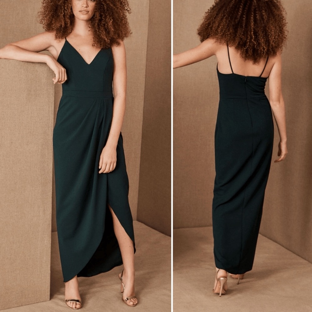 BHLDN Dark Green Maxi Dress
